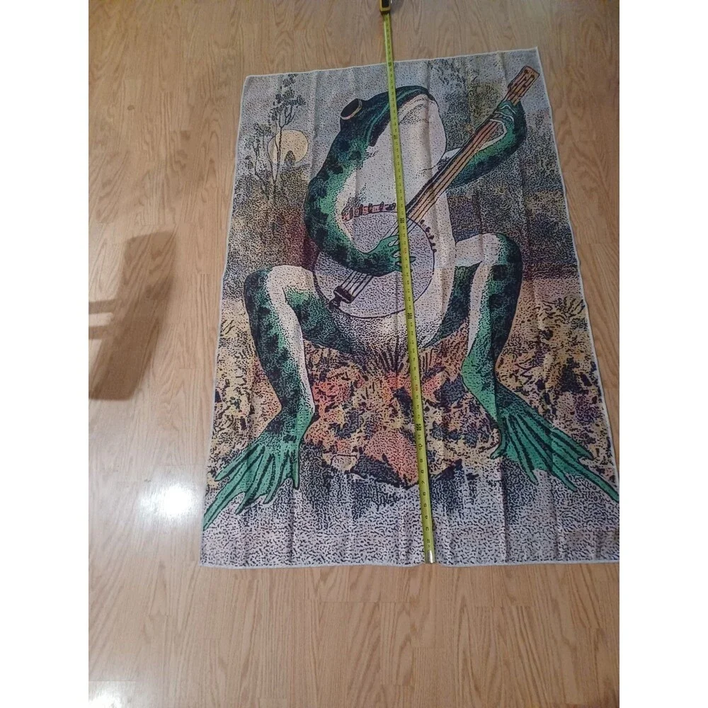 Lunerfex Moonlit Banjo Frog Wall Tapestry Whimsical Amphibian Musician